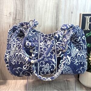 Vera Bradley "TWIRLY BIRD" Navy Magnetic Closure Large Hobo Shoulder Bag Purse